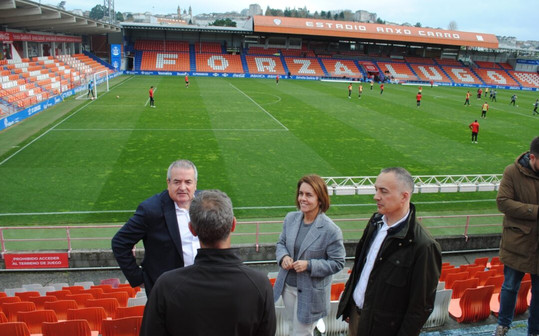 A Xunta participa no estadio Anxo Carro na proba dunha solución con tecnoloxía dron e intelixencia artificial que mellora a análise táctica no fútbol